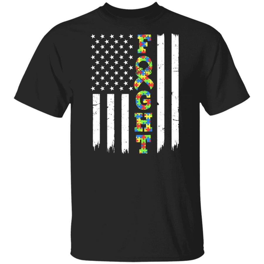Autism Awareness American Flag Distressed-T-Shirt & Hoodie-Classic T-Shirt-Black