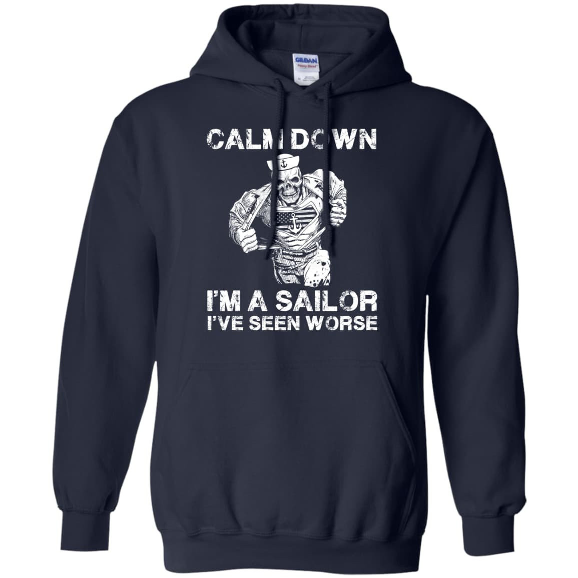 CALM DOWN - IM A SAILOR-T-Shirt & Hoodie-Pullover Hoodie-Navy