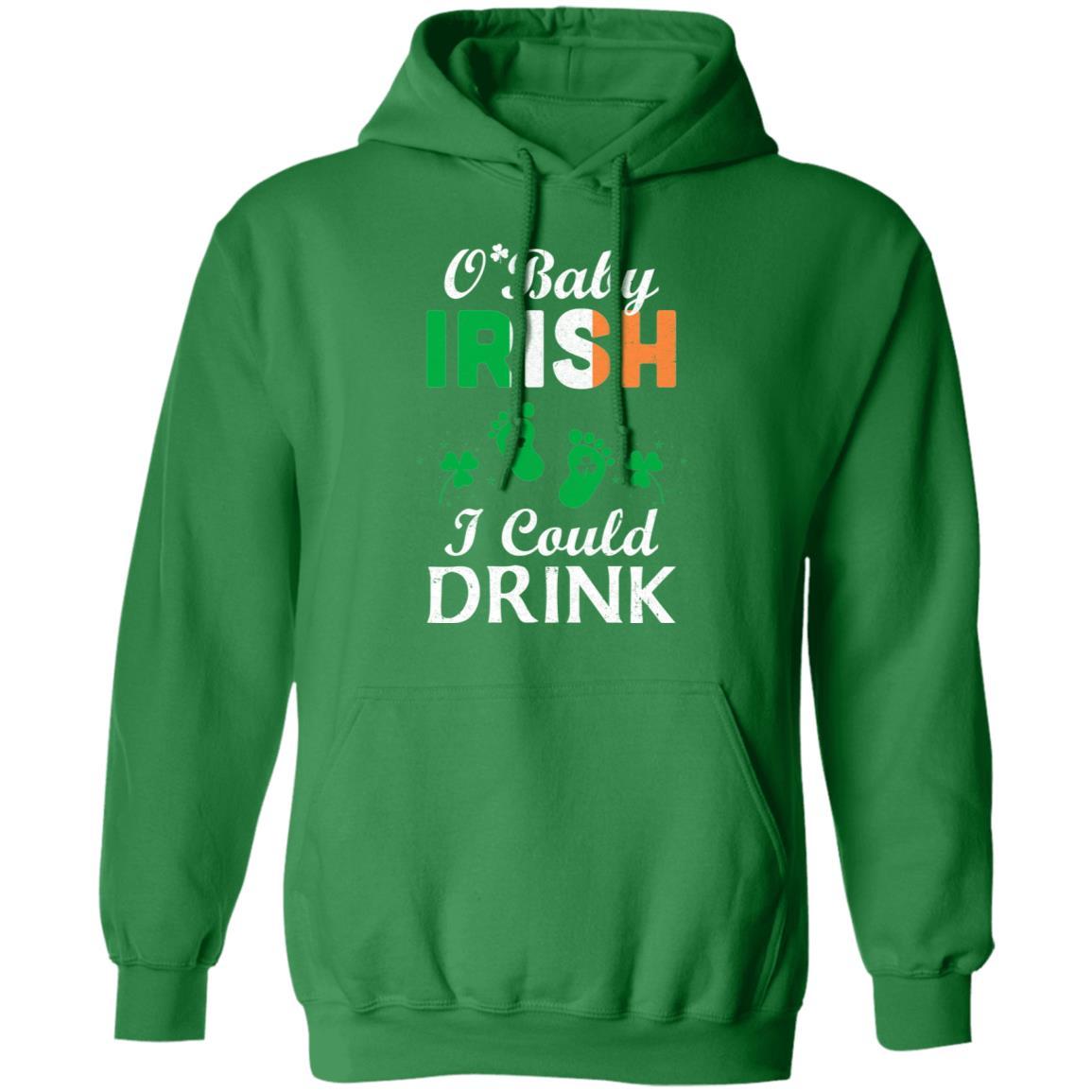 Irish I Could Drink Pregnancy Announcement St Patricks-T-Shirt & Hoodie-Pullover Hoodie-Irish Green