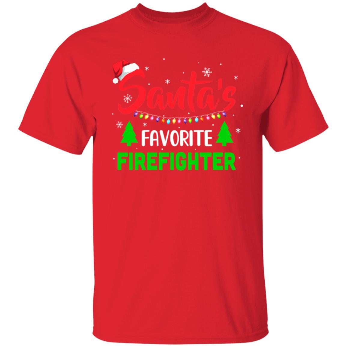 Santa's Favorite Firefighter Funny Christmas Xmas Gifts-T-Shirt & Sweatshirt-Classic T-Shirt-Red