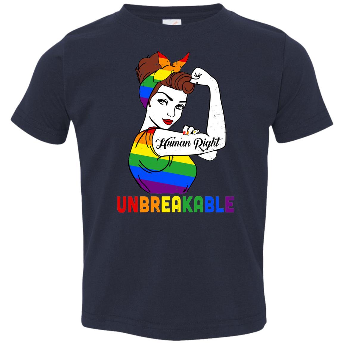 Lady Human Right Unbreakable Rainbow LGBT Pride Month-T-Shirt & Hoodie-Toddler T-Shirt-Navy