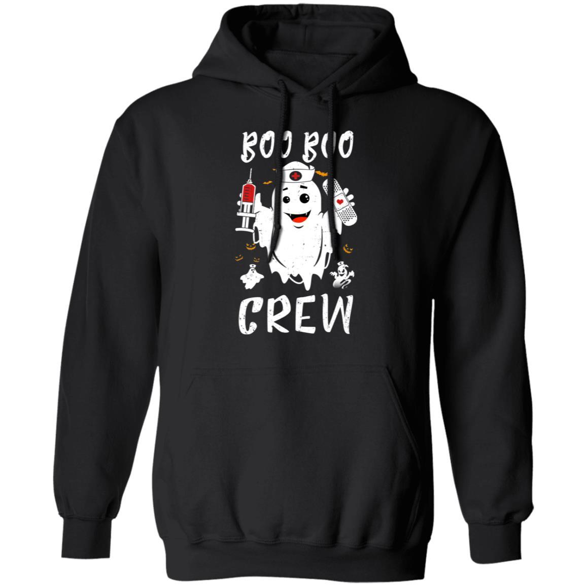 Boo Boo Crew Nurse Ghost Girls Funny Halloween Costume-T-Shirt & Hoodie-Pullover Hoodie-Black