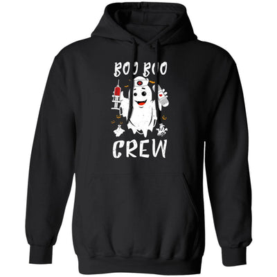 Boo Boo Crew Nurse Ghost Girls Funny Halloween Costume-T-Shirt & Hoodie-Pullover Hoodie-Black