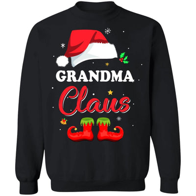 Santa Grandma Claus Matching Family Pajamas Christmas Gifts-T-Shirt & Sweatshirt-Crewneck Sweatshirt-Black