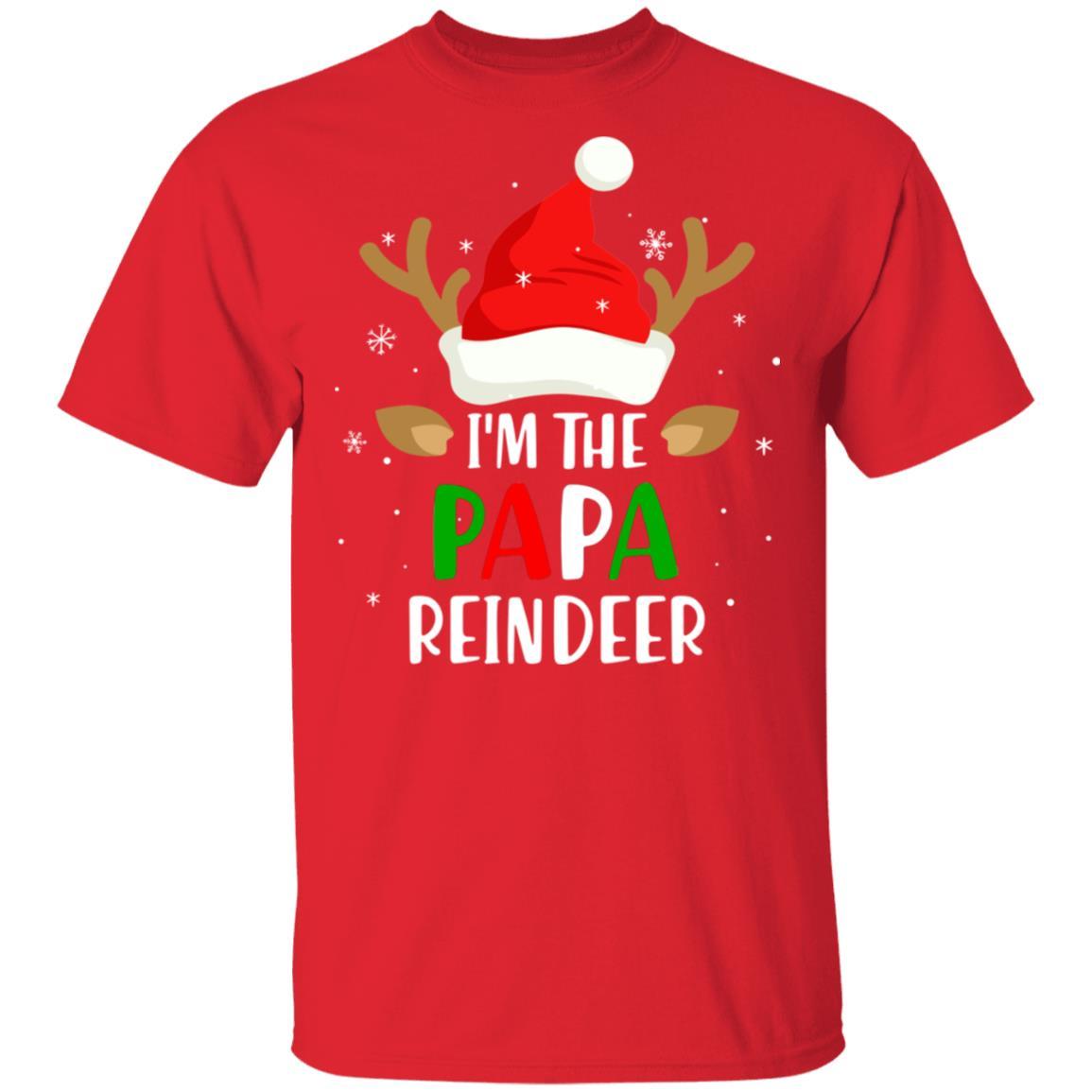 I'm The Papa Reindeer Matching Family Christmas-T-Shirt & Sweatshirt-Classic T-Shirt-Red