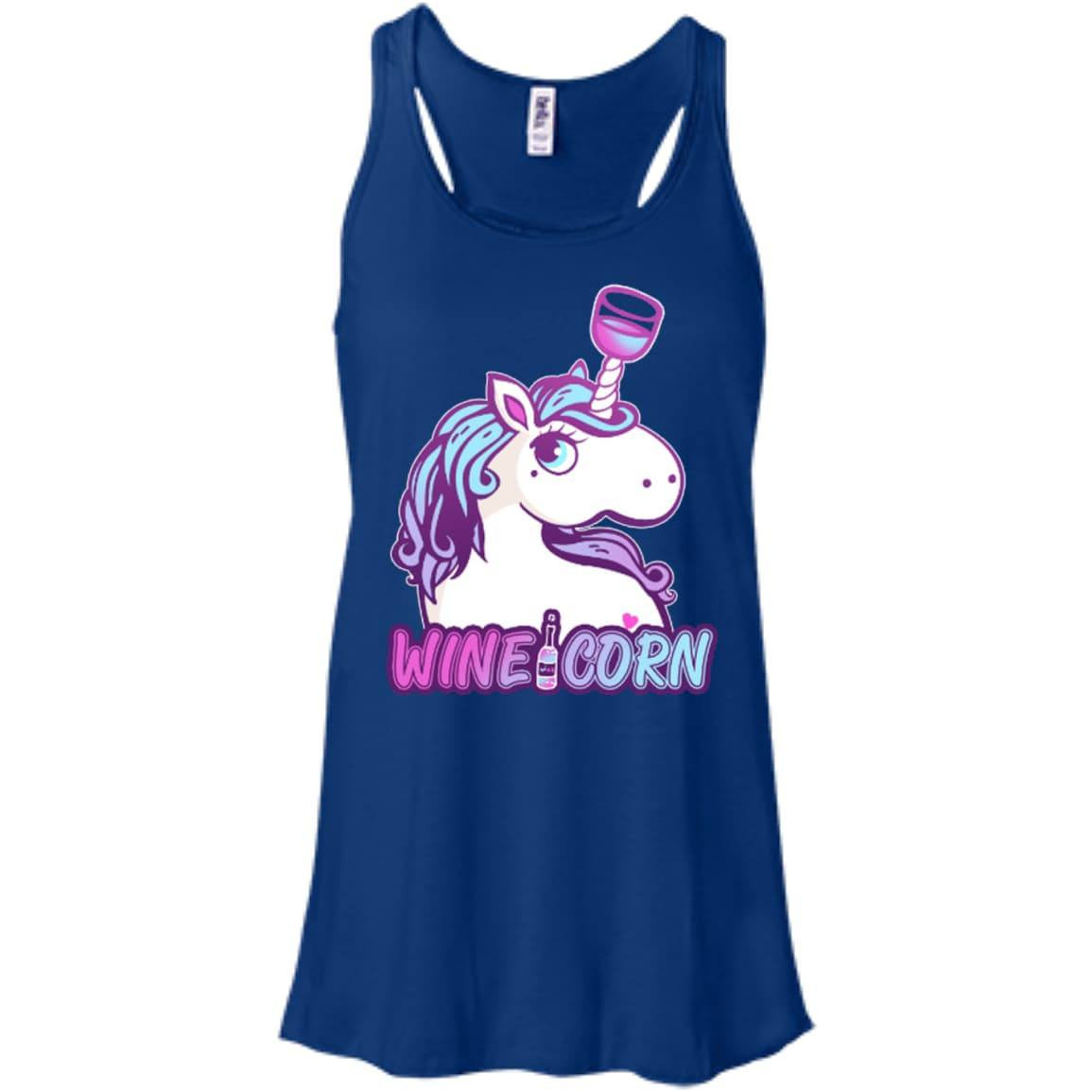 Funny Wine Unicorn Wineicorn-T-Shirt & Hoodie-Women's Flowy Racerback Tank-True Royal