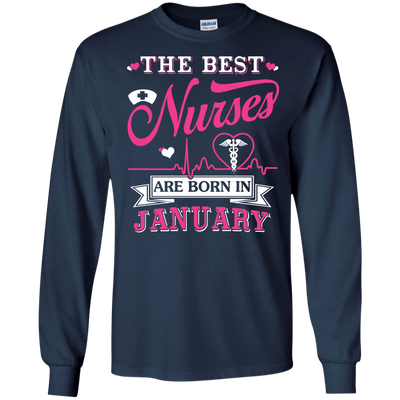 The Best Nurses Are Born In January-T-Shirt & Hoodie-Long Sleeve T-Shirt-Navy