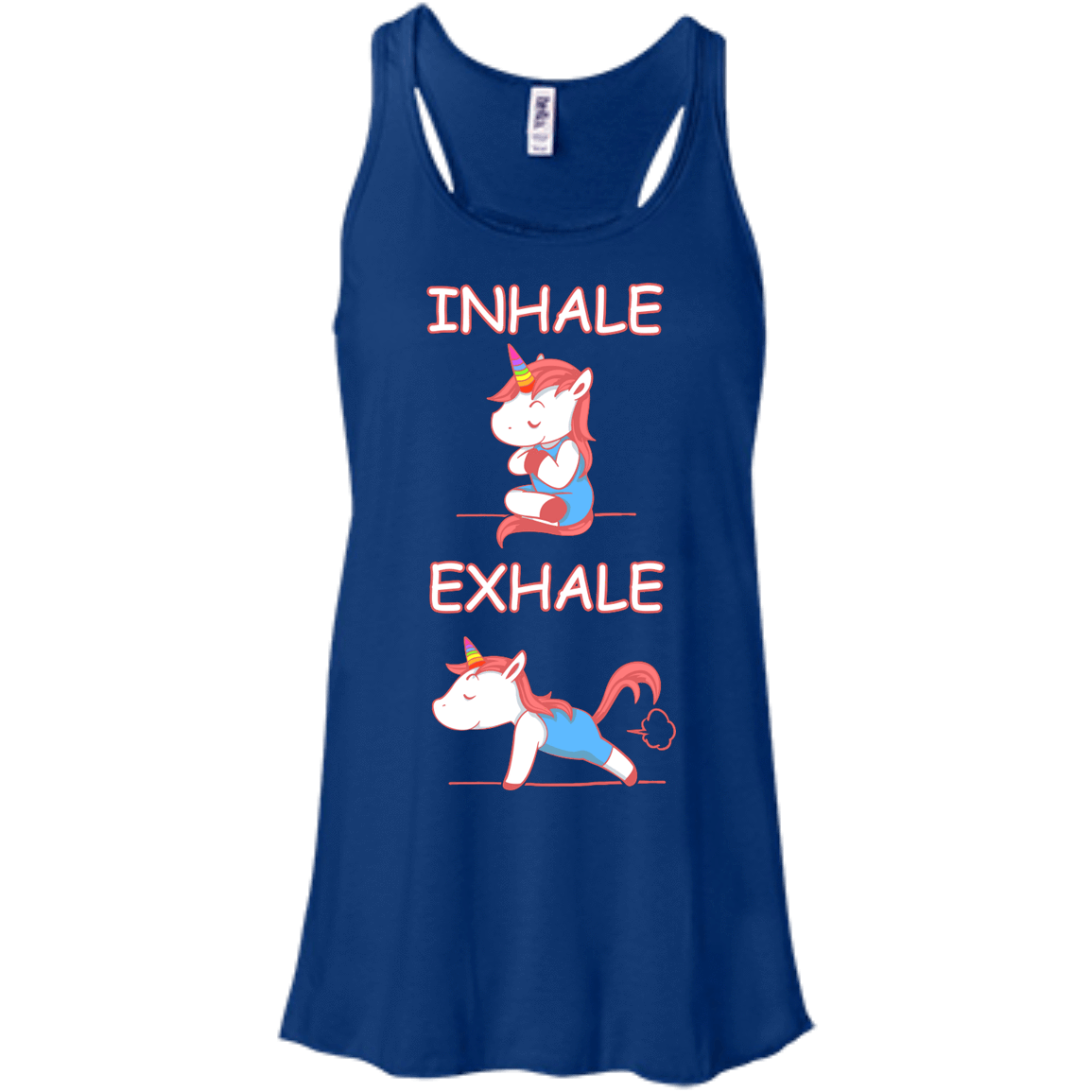 Yoga Unicorn Inhale Exhale-T-Shirt & Hoodie-Women's Flowy Racerback Tank-True Royal