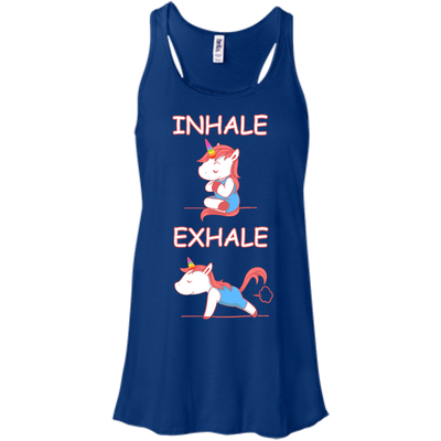 Yoga Unicorn Inhale Exhale-T-Shirt & Hoodie-Women's Flowy Racerback Tank-True Royal