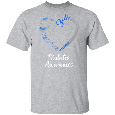 Butterfly Believe Diabetes Awareness Ribbon Gifts-T-Shirt & Hoodie-Classic T-Shirt-Sport Grey