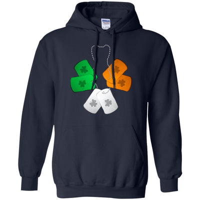 Shamrock Dogtag Soldier Army St Patrick's Day-T-Shirt & Hoodie-Pullover Hoodie-Navy