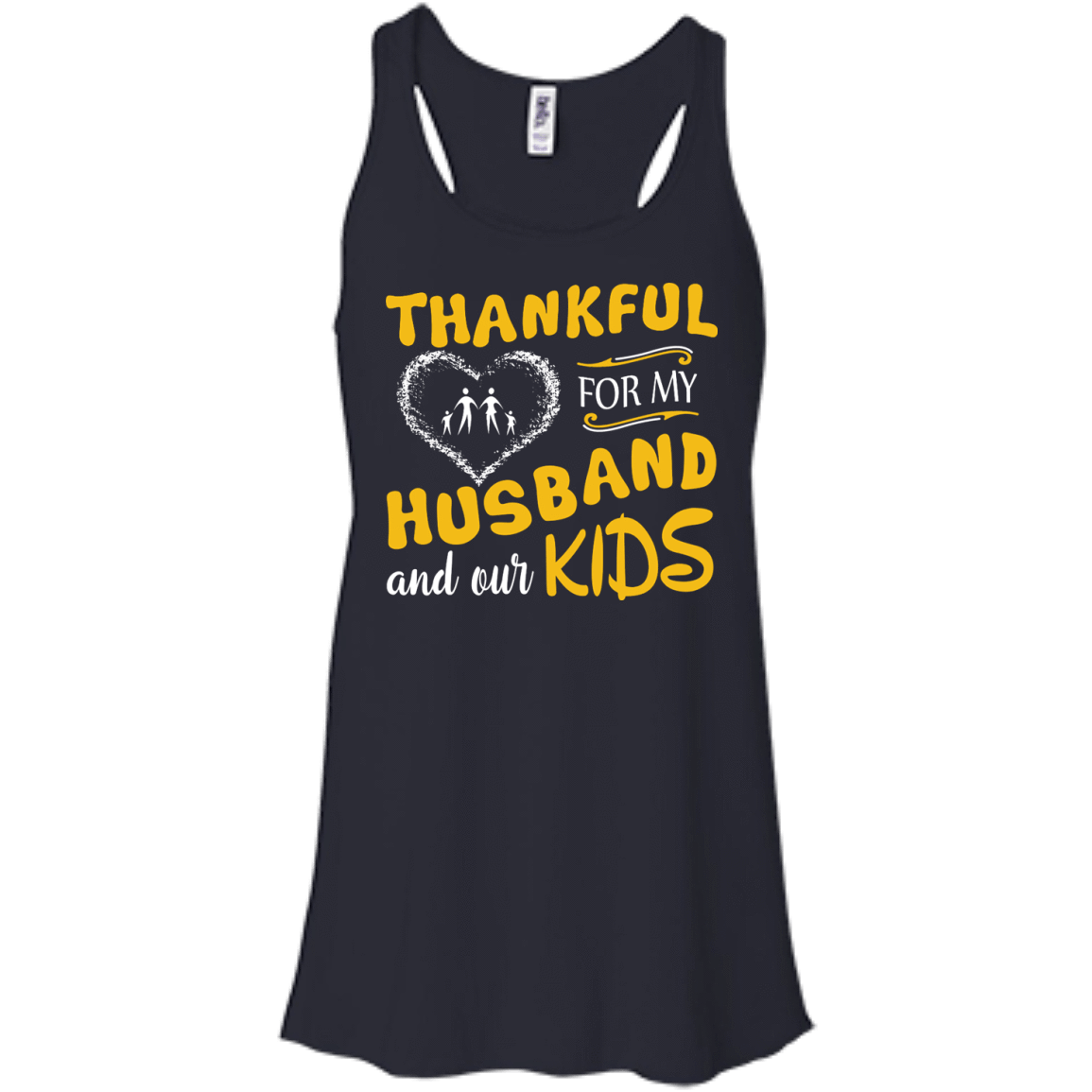 Thankful For My Husband And Our Kids-T-Shirt & Hoodie-Women's Flowy Racerback Tank-Midnight