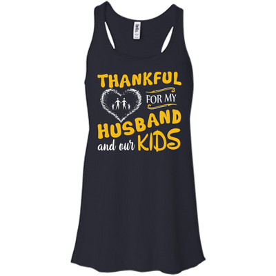 Thankful For My Husband And Our Kids-T-Shirt & Hoodie-Women's Flowy Racerback Tank-Midnight