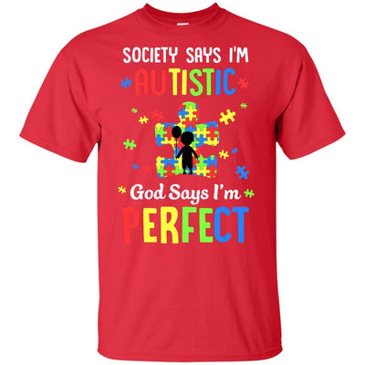 Society Says I Am Autistic God Says I Am Perfect Autism Youth-Youth Shirt-Youth T-Shirt-Red