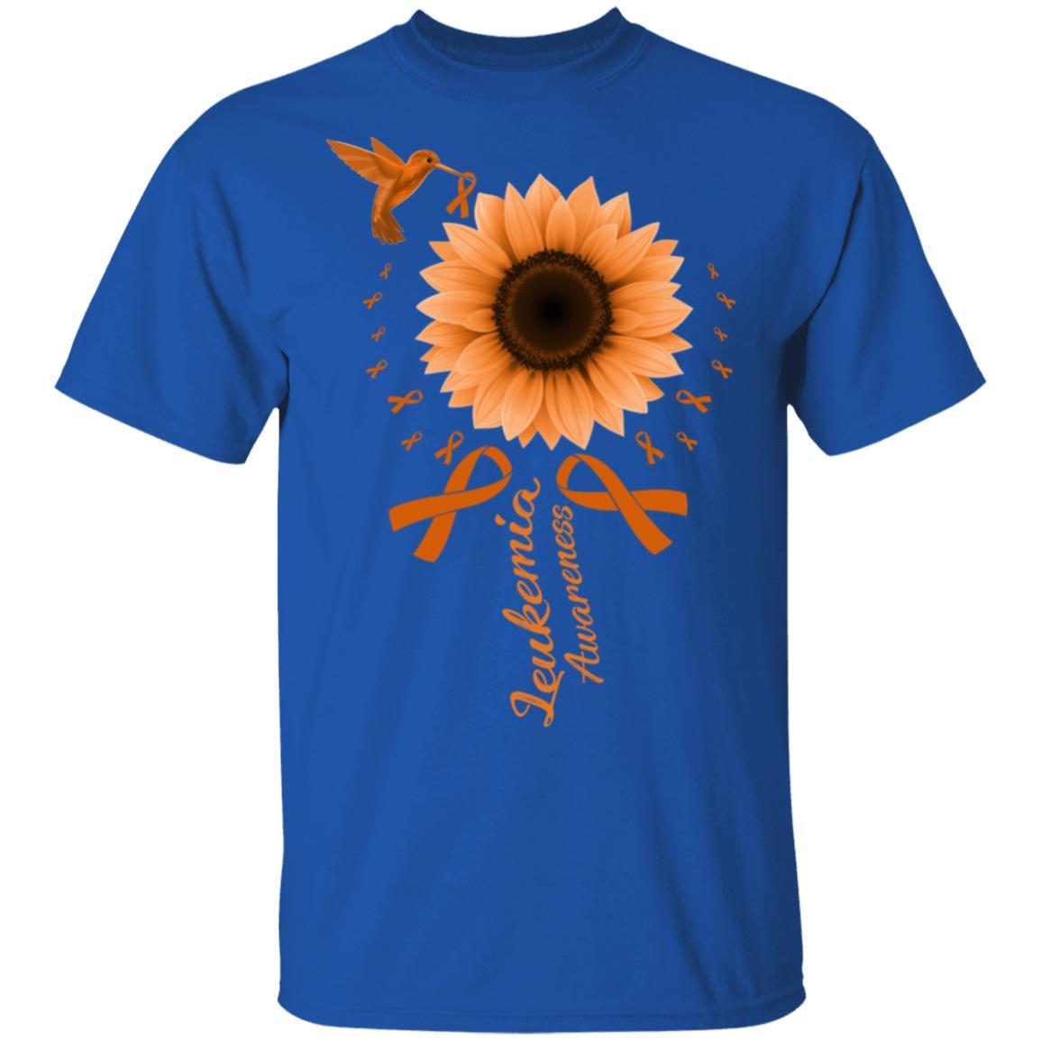 Hummingbird Sunflower Orange Ribbon Leukemia Awareness-T-Shirt & Hoodie-Classic T-Shirt-Royal
