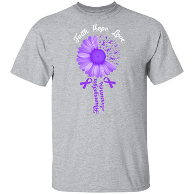 Faith Hope Love Purple Ribbon Fibromyalgia Awareness-T-Shirt & Hoodie-Classic T-Shirt-Sport Grey