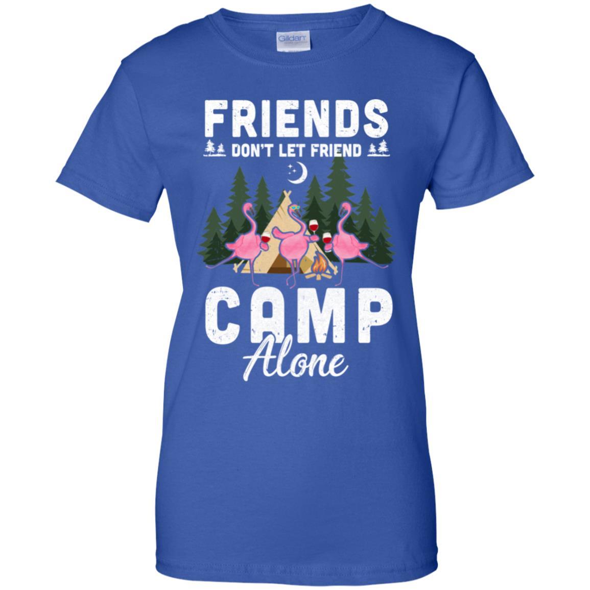 Friends Don't Let Friends Camp Alone Wine Camping Flamingo-T-Shirt & Tank Top-Women's T-Shirt-Royal