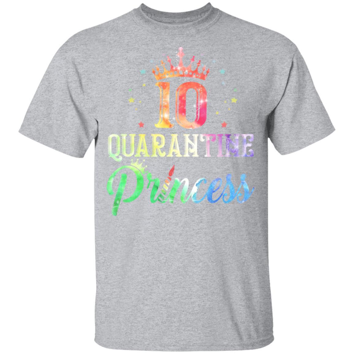 10 Quarantine Princess Happy Birthday Youth-Youth Shirt-Youth T-Shirt-Sport Grey