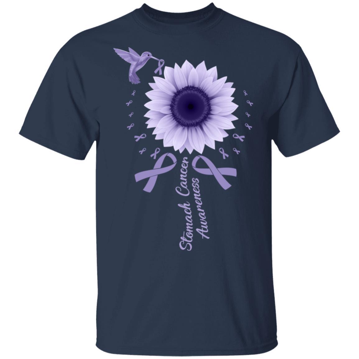 Hummingbird Sunflower Periwinkle Stomach Cancer Awareness-T-Shirt & Hoodie-Classic T-Shirt-Navy