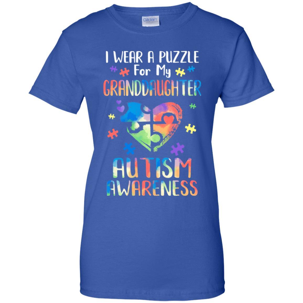 I Wear A Puzzle For My Granddaughter Autism Awareness-T-Shirt & Hoodie-Women's T-Shirt-Royal