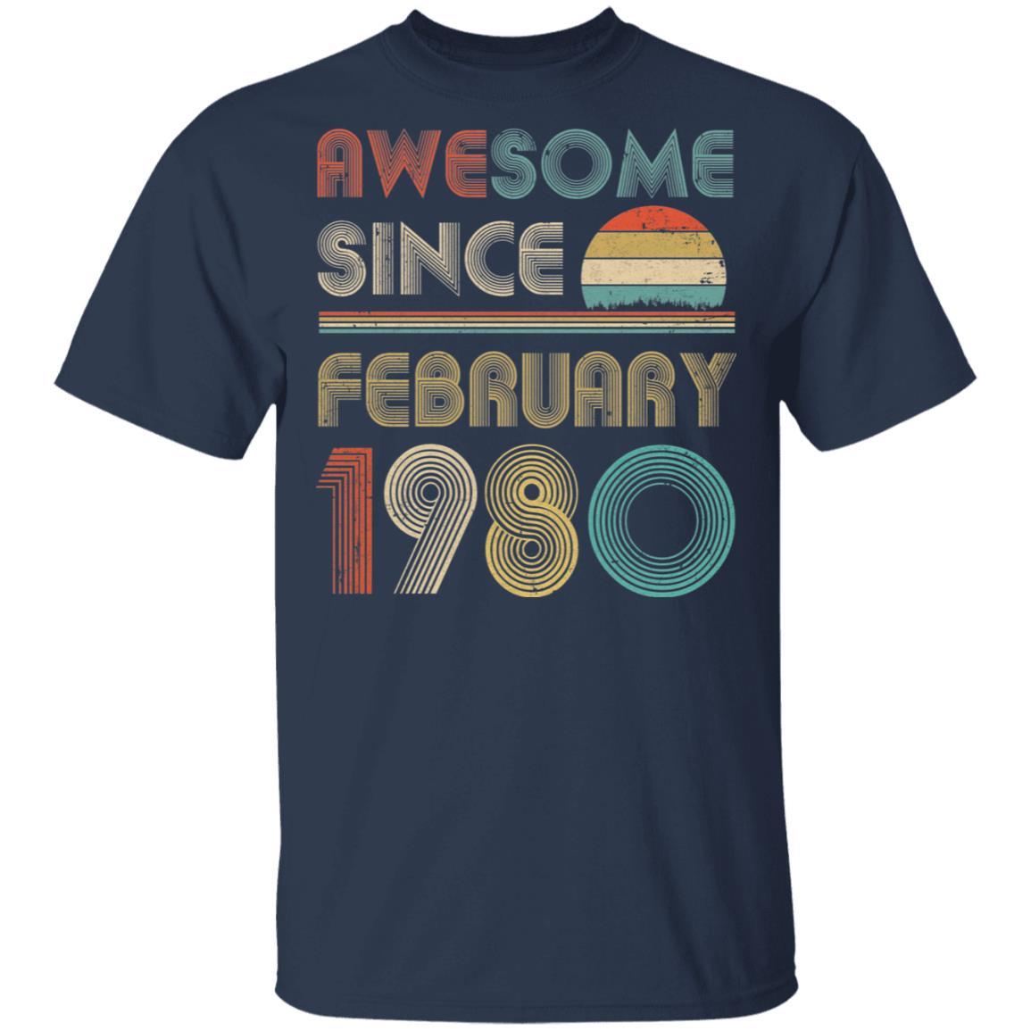 Awesome Since February 1980 Vintage 41th Birthday Gifts-T-Shirt & Hoodie-Classic T-Shirt-Navy