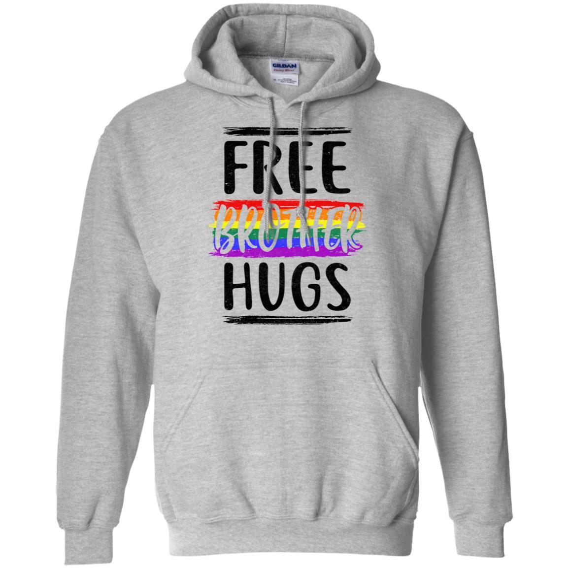 Free Brother Hugs Rainbow heart LGBT Pride Month-T-Shirt & Hoodie-Pullover Hoodie-Sport Grey