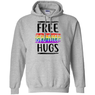 Free Brother Hugs Rainbow heart LGBT Pride Month-T-Shirt & Hoodie-Pullover Hoodie-Sport Grey