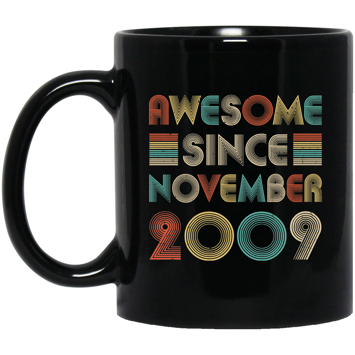 Awesome Since November 2009 Vintage 12th Birthday Gifts Youth Mug-Coffee Mug-BM11OZ 11 oz. Black Mug-Black