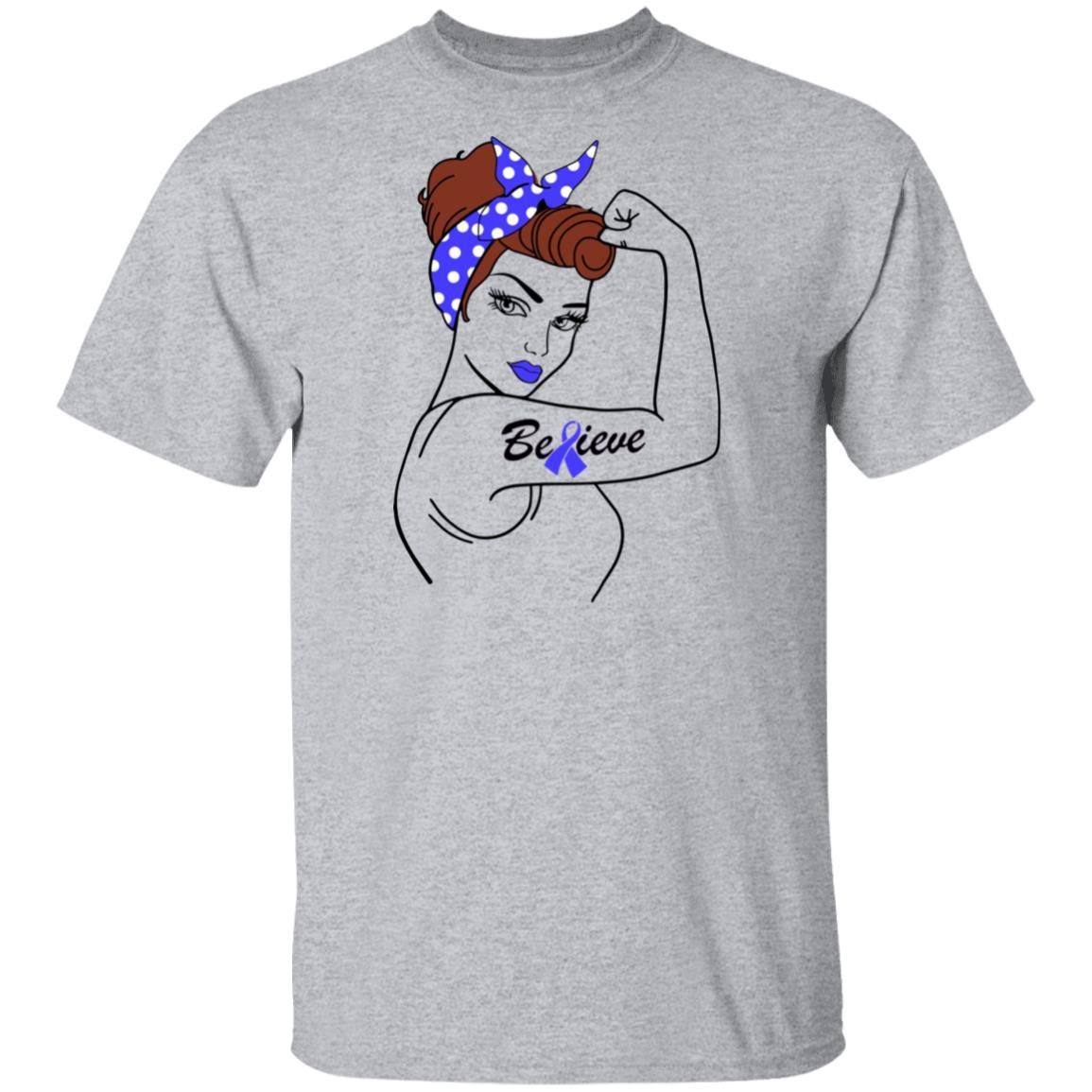 Support Prostate Colon Cancer Awareness Warrior Believe-T-Shirt & Hoodie-Classic T-Shirt-Sport Grey
