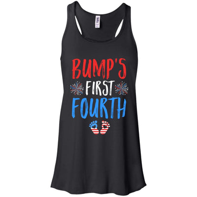 4th Of July Pregnancy Announcement Bump's First Fourth-T-Shirt & Tank Top-Women's Flowy Racerback Tank-Black