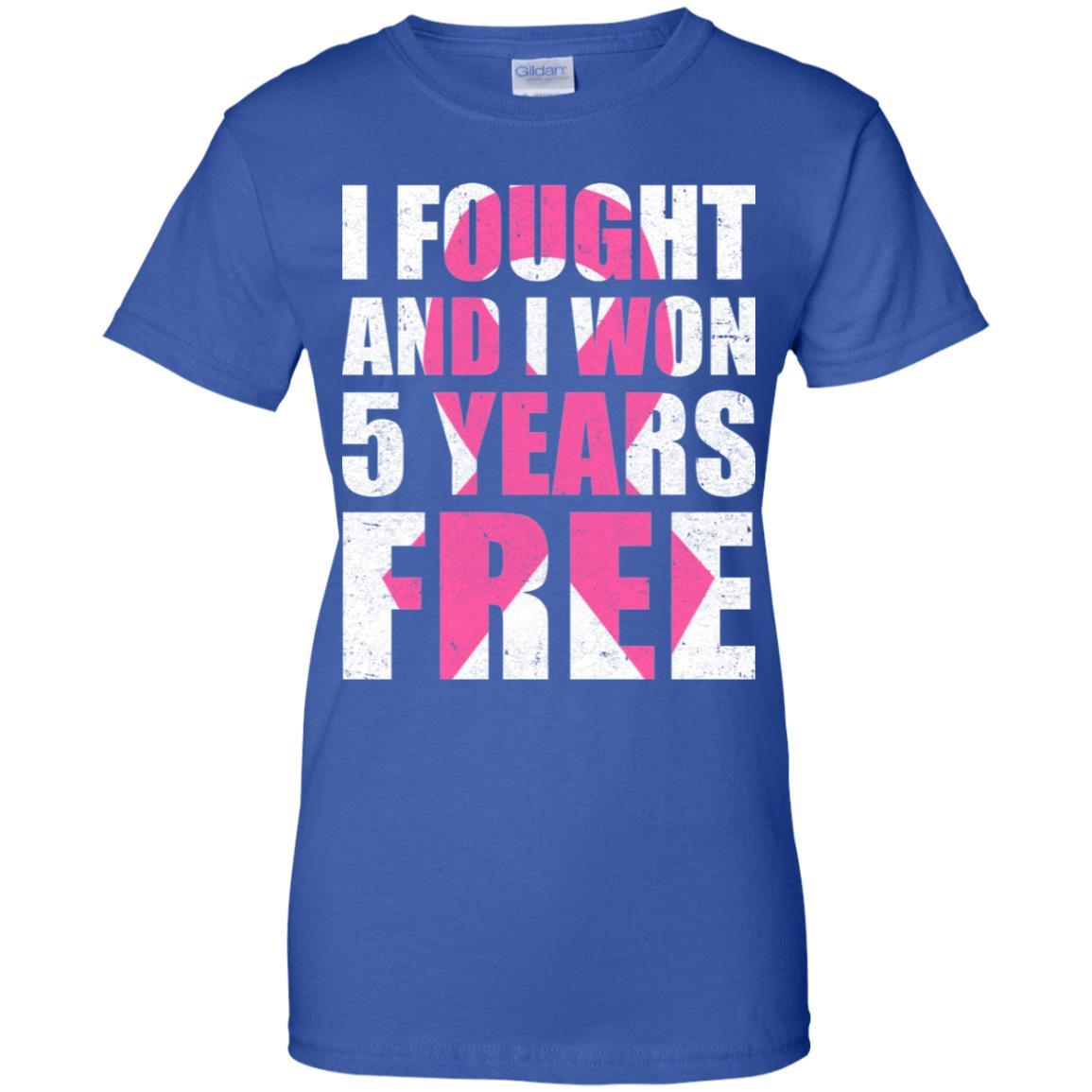 I Fought An I Won 5 Years Free Fight Support Breast Cancer-T-Shirt & Hoodie-Women's T-Shirt-Royal