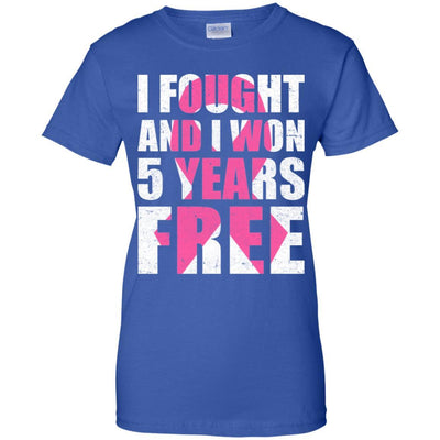 I Fought An I Won 5 Years Free Fight Support Breast Cancer-T-Shirt & Hoodie-Women's T-Shirt-Royal