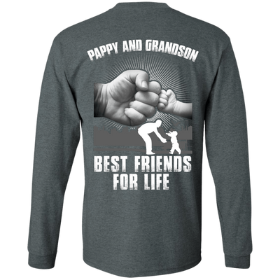 Pappy And Grandson Best Friends For Life-T-Shirt & Hoodie-Long Sleeve T-Shirt-Dark Heather