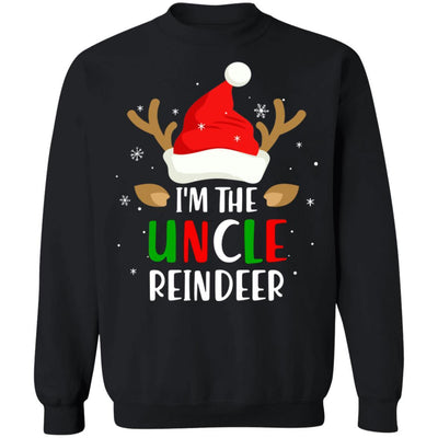 I'm The Uncle Reindeer Matching Family Christmas-T-Shirt & Sweatshirt-Crewneck Sweatshirt-Black