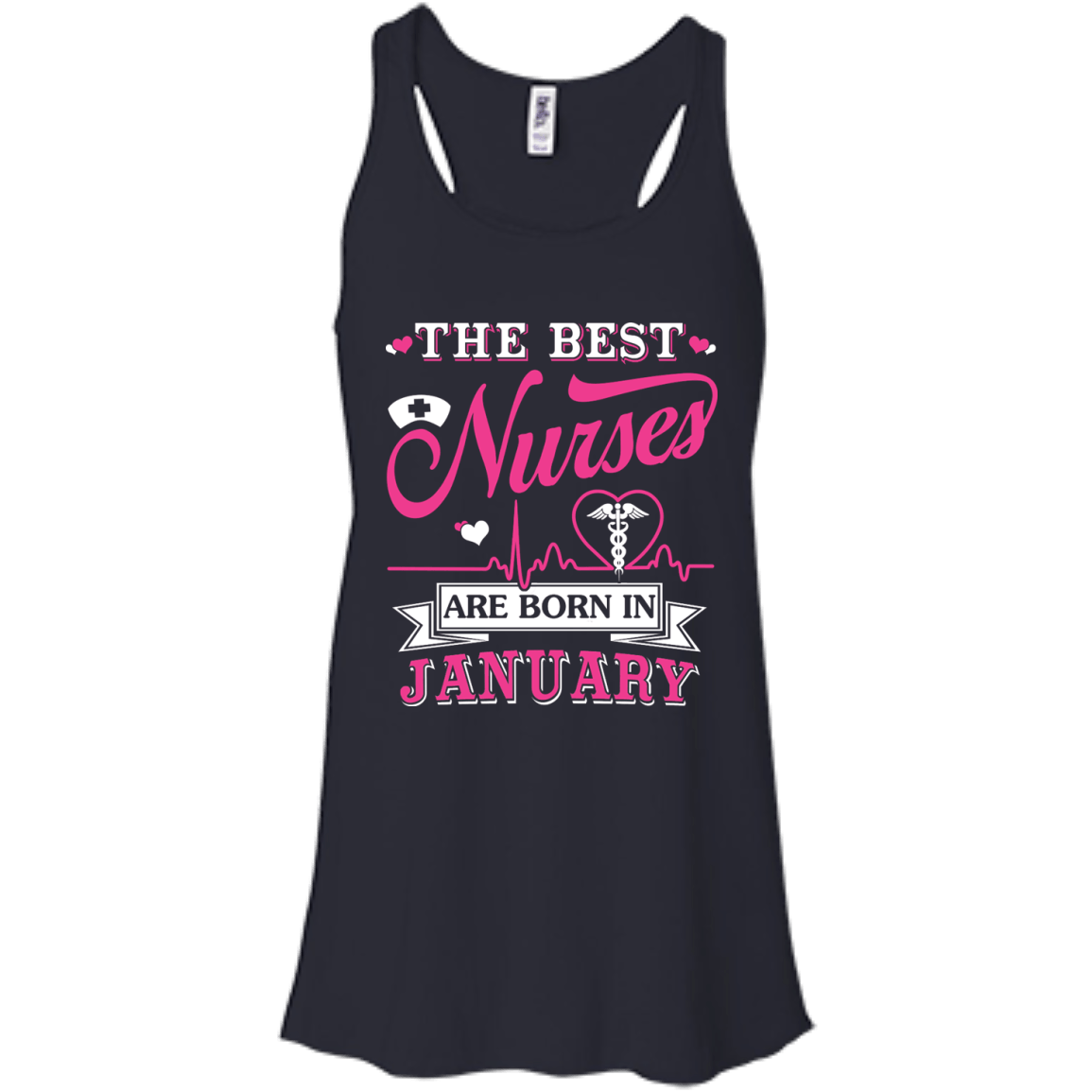 The Best Nurses Are Born In January-T-Shirt & Hoodie-Women's Flowy Racerback Tank-Midnight