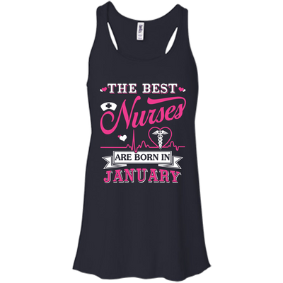 The Best Nurses Are Born In January-T-Shirt & Hoodie-Women's Flowy Racerback Tank-Midnight