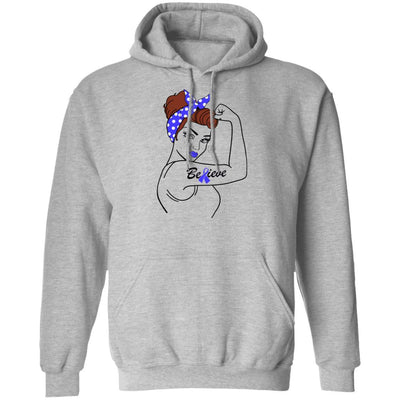 Support Prostate Colon Cancer Awareness Warrior Believe-T-Shirt & Hoodie-Pullover Hoodie-Sport Grey