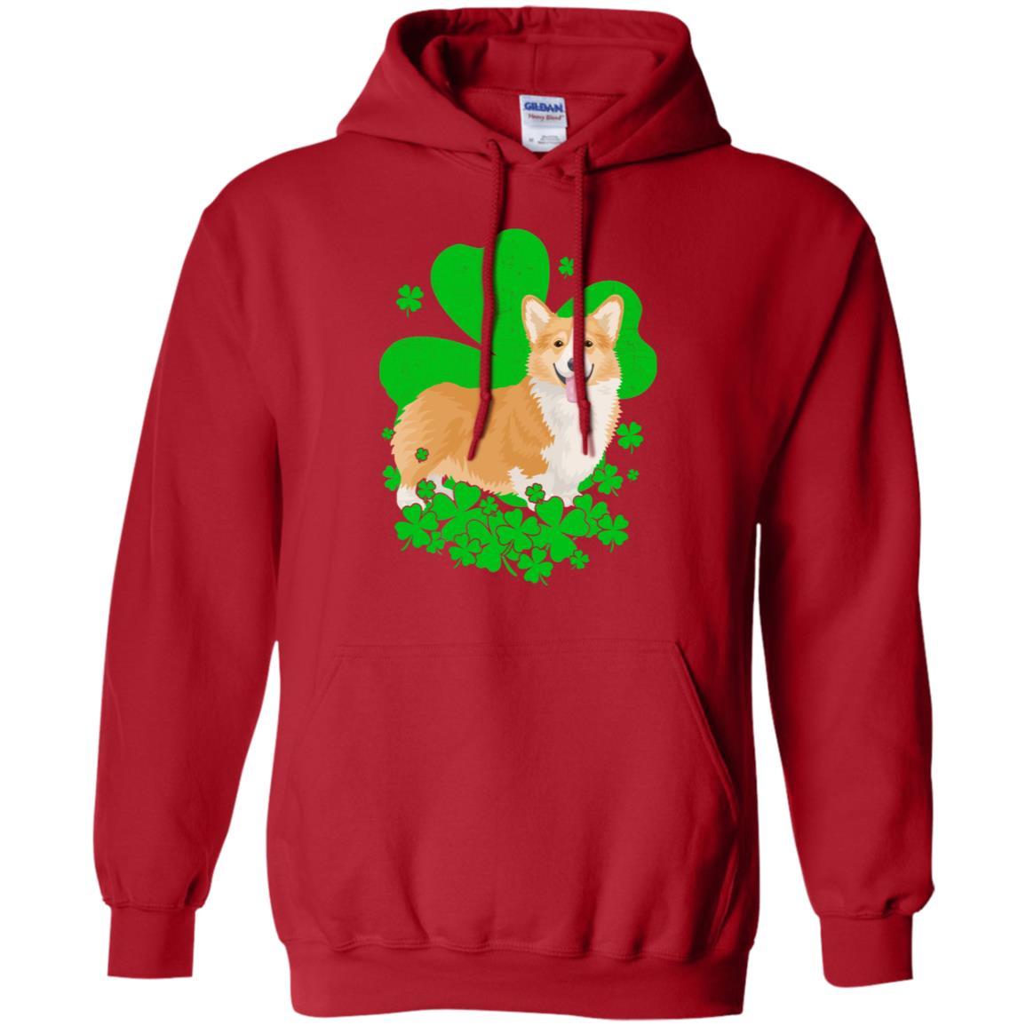 Corgi St. Patrick's Day Clovers-T-Shirt & Hoodie-Pullover Hoodie-Red