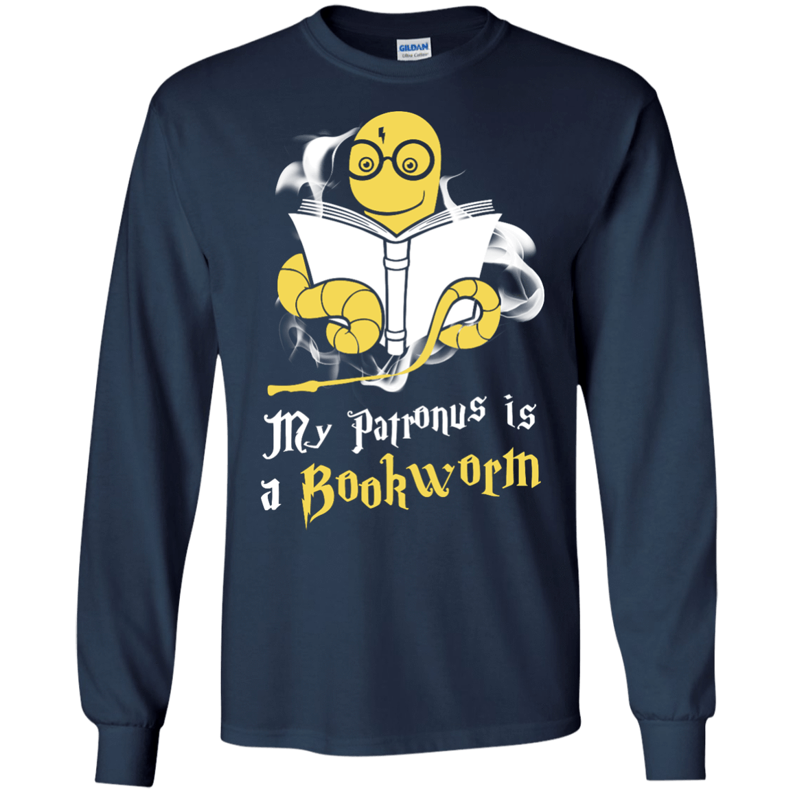 My Patronus Is A Bookworm T Shirt-T-Shirt & Hoodie-Long Sleeve T-Shirt-Navy