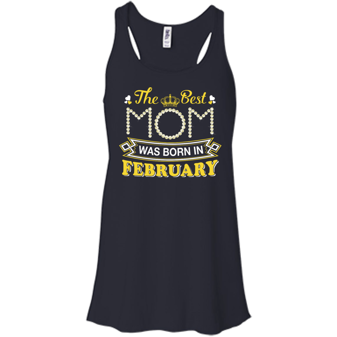 The Best Mom Was Born In February-T-Shirt & Hoodie-Women's Flowy Racerback Tank-Midnight