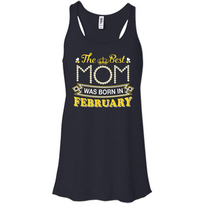 The Best Mom Was Born In February-T-Shirt & Hoodie-Women's Flowy Racerback Tank-Midnight