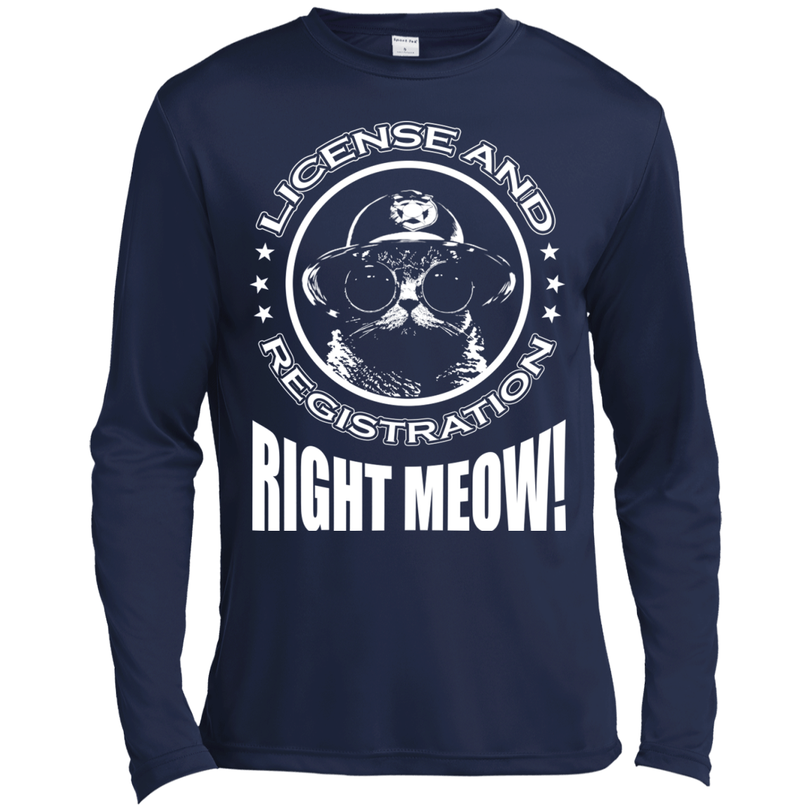 License And Registration Meow-T-Shirt & Hoodie-Long Sleeve T-Shirt-Navy