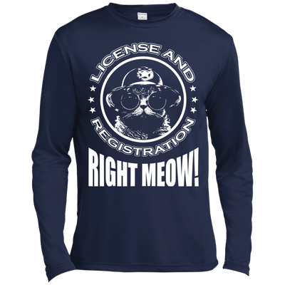 License And Registration Meow-T-Shirt & Hoodie-Long Sleeve T-Shirt-Navy