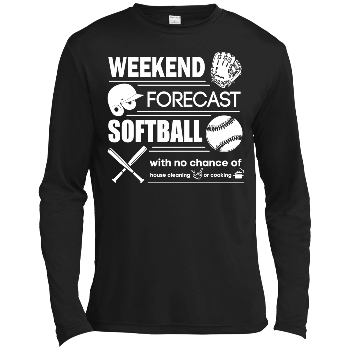 WEEKEND FORECAST SOFTBALL-T-Shirt & Hoodie-Long Sleeve T-Shirt-Black