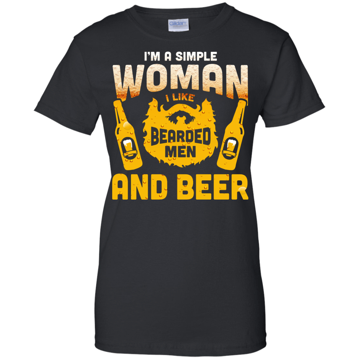 I'm A Simple Woman I Like Bearded Men And Beer-T-Shirt & Hoodie-Women's T-Shirt-Black