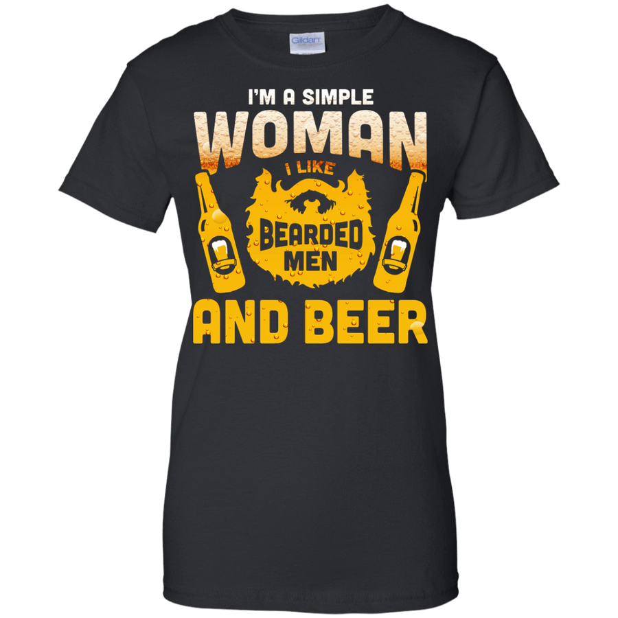 I'm A Simple Woman I Like Bearded Men And Beer-T-Shirt & Hoodie-Women's T-Shirt-Black