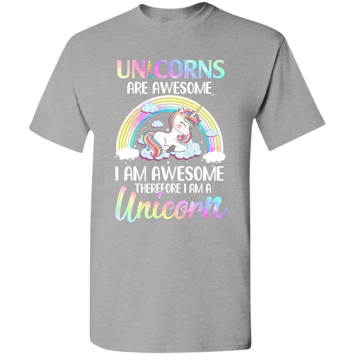 Unicorns Are Awesome I Am Awesome Therefore I Am A Unicorn Youth-Youth Shirt-Youth T-Shirt-Sport Grey