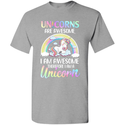 Unicorns Are Awesome I Am Awesome Therefore I Am A Unicorn Youth-Youth Shirt-Youth T-Shirt-Sport Grey