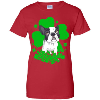 Bulldog St. Patrick's Day Clovers-T-Shirt & Hoodie-Women's T-Shirt-Red