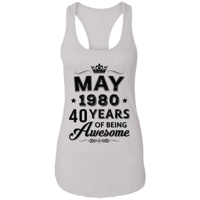 Vintage 1980 May 40Th Birthday Gift Being Awesome-T-Shirt & Tank Top-Women's Ideal Racerback Tank-White